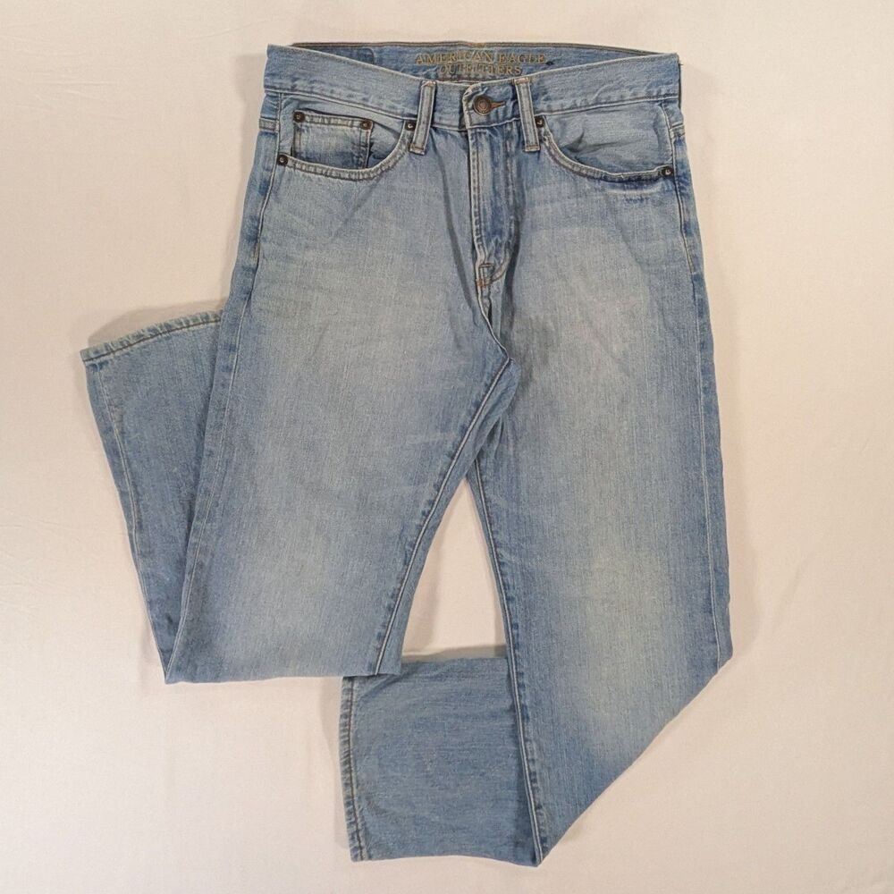 American Eagle Relaxed Jeans Mens 29x30 Light Wash Blue Denim Straight Casual